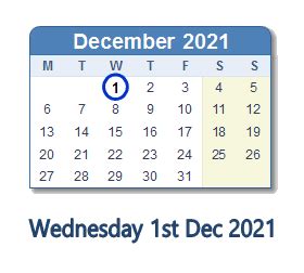 December 1, 2021 (Wednesday) .